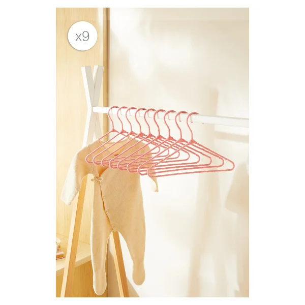 Ocean Home Textile 9'lu Pembe Renk Kumaş Kaplı Metal Bebek Giysi Askısı 19.5 x 30 x 0.3 cm - Görsel 8