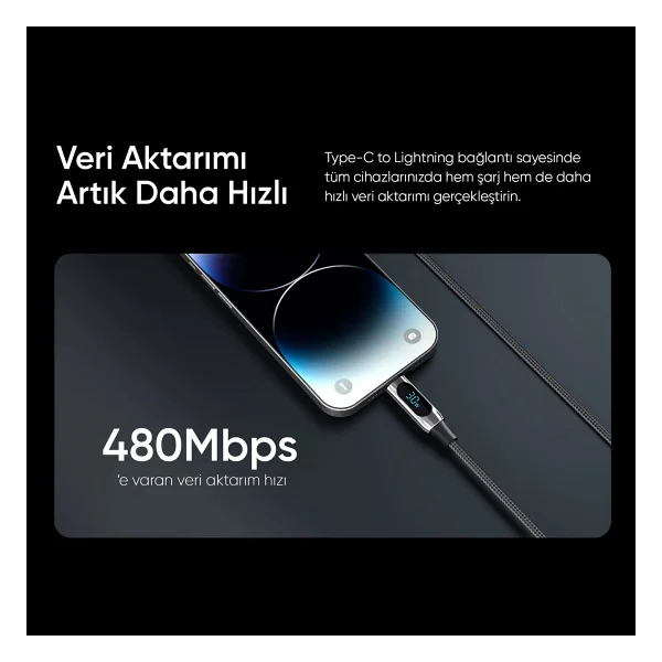 S-Link Armor Cl-030 1 M Type-C To Lightning Hızlı Şarj Kablosu - Görsel 2
