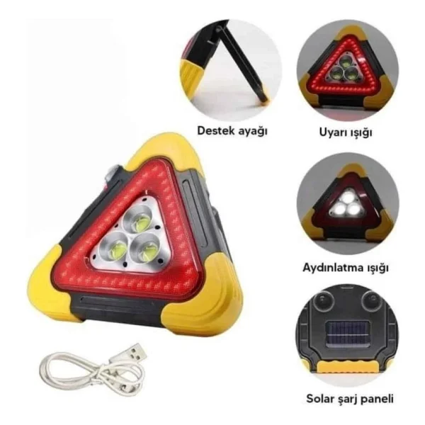 Epilons Işıklı Üçgen Reflektör LED Projektör Acil Durum Feneri Flaşör 500 Lümen - Görsel 4