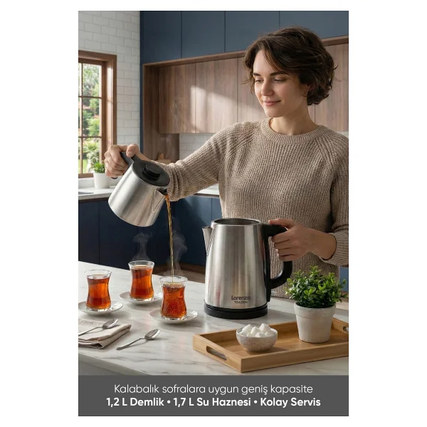Lorenzo Teazen 2in1 LRZ-1020 Inox Çelik Çay Makinesi - Görsel 2
