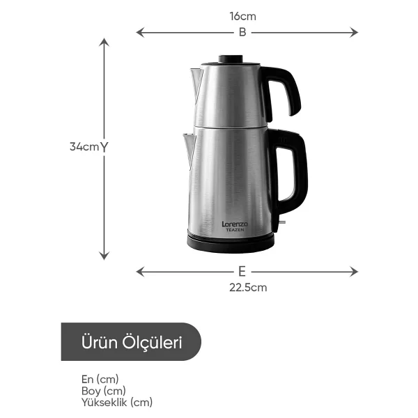Lorenzo Teazen 2in1 LRZ-1020 Inox Çelik Çay Makinesi - Görsel 7