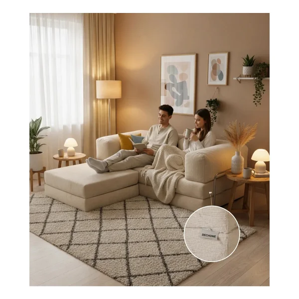 Monamı Dechome 200x200 Köşe Takımı Kadife Köşe Koltuk Modüler Köşe Takımı Yataklı L Koltuk Fitilli Kadife Yıkanabilir Fitilli Kadife Kumaş - Lacivert - Görsel 9