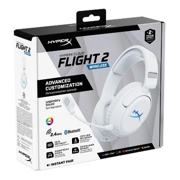 Hyperx Cloud Flight 2 B5vc5aa Beyaz RGB Kablosuz Kulak Üstü Oyuncu Kulaklığı - Görsel 7