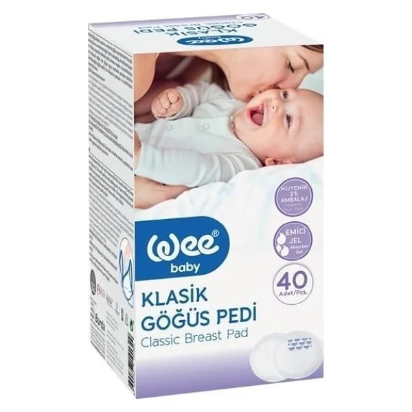 Wee Baby Klasik Göğüs Pedi 40'lı 132 Beyaz Renk Yumuşak Emici Materyal İle Konforlu Kullanım - Görsel 2