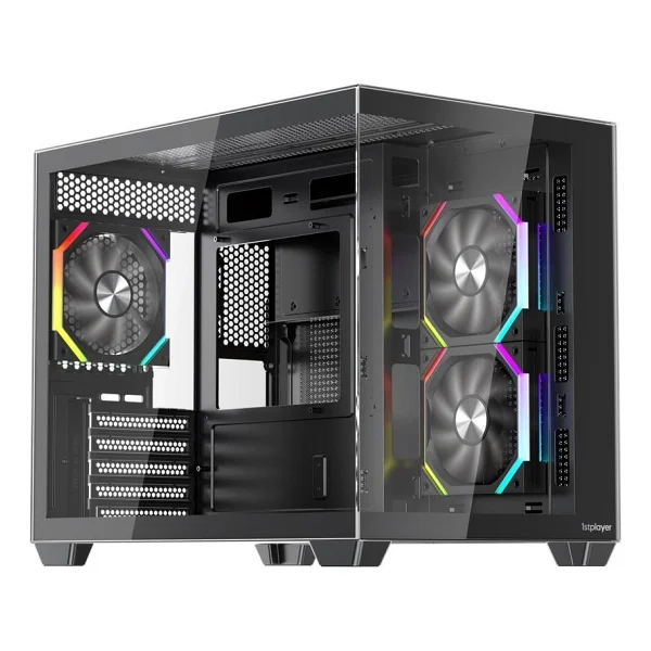 1st Player Bv6 Siyah Ack 650W 80+ Bronze Argb 3X12CM Fan Panoramik Temperli Cam USB 3.0 M-Atx Kasa - Görsel 2