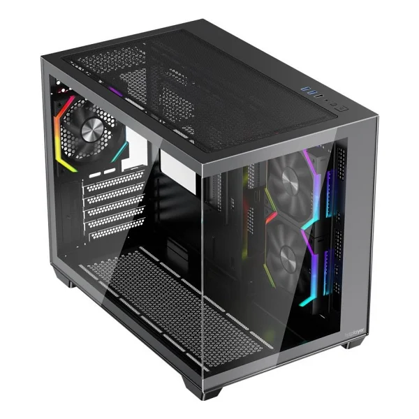 1st Player Bv6 Siyah Ack 650W 80+ Bronze Argb 3X12CM Fan Panoramik Temperli Cam USB 3.0 M-Atx Kasa - Görsel 4