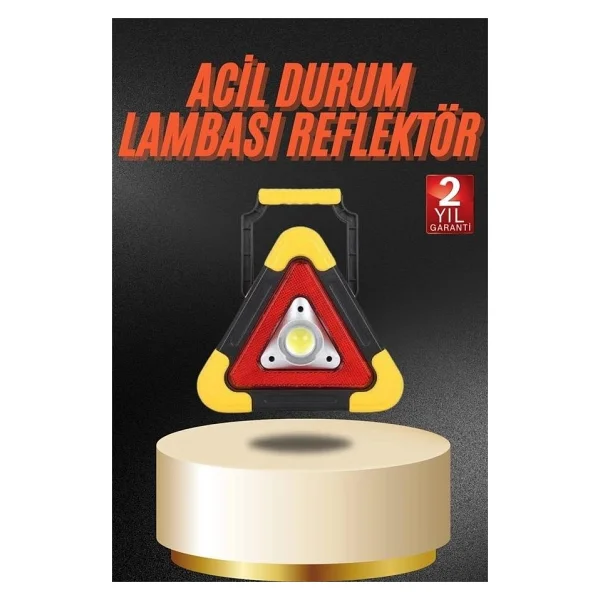 Epilons Işıklı Ikaz Lambası Reflektör Şarjlı Işıklı Üçgen LED Acil Durum Feneri - Görsel 2