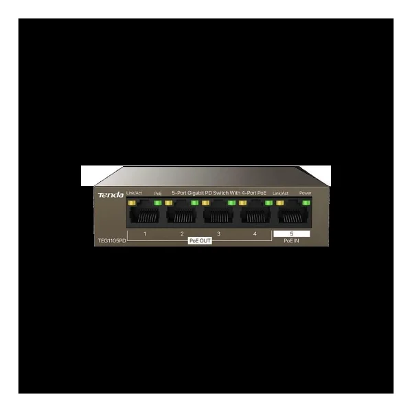 Tenda TEG1105PD 5 Port 10/100/1000 4 Port PoE Yonetilemez Rack Mount Switch - Görsel 9