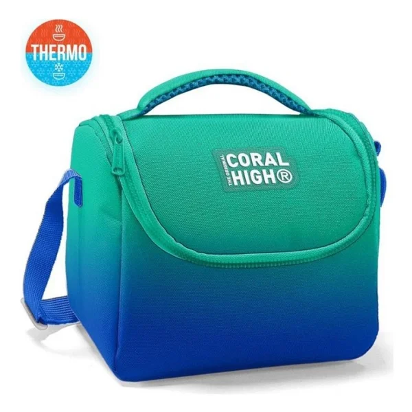 Coral High 11875 Yeşil Saks Mavisi Renk Geçişli Termoslu Beslenme Çantası - Görsel 6