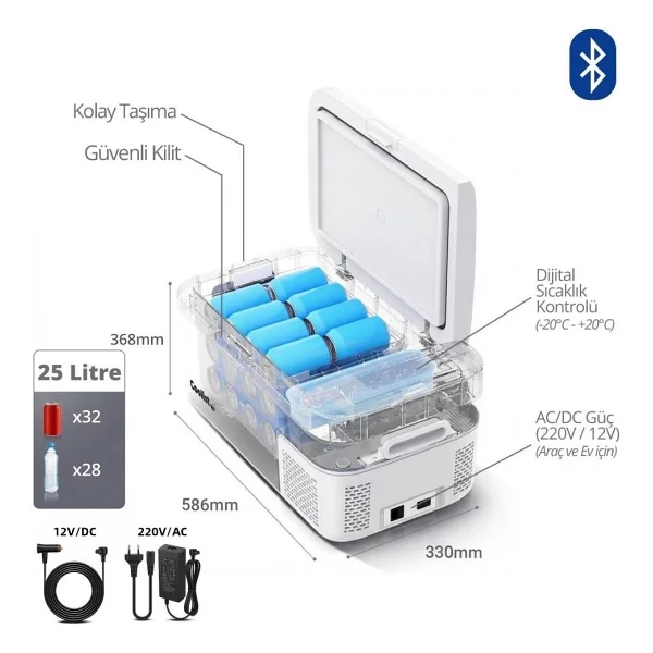 Coolist Clk25b 12-24-220 V 25 Lt Kompresörlü Araç Buzdolabı - Görsel 5