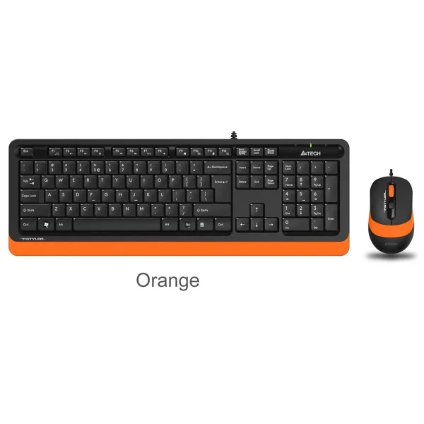 A4 Tech F1010 Siyah-Turuncu Kablolu Klavye Mouse Seti - Görsel 2
