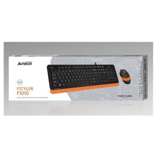 A4 Tech F1010 Siyah-Turuncu Kablolu Klavye Mouse Seti - Görsel 3