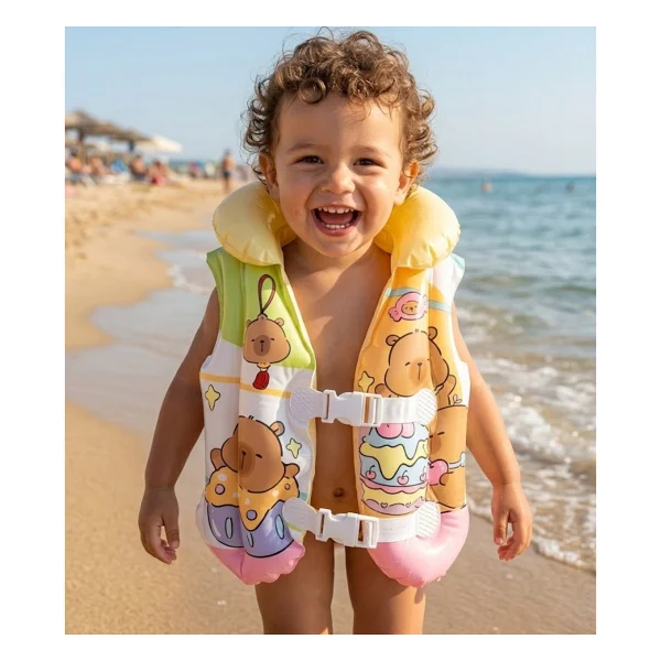 Lrs Store Çocuk Can Yeleği 2-4 Yaş Kapibara Desenli 12-25 Kg Taşıma Yüzme Yardımcısı Bebek Yelek - Çok Renkli - Görsel 4