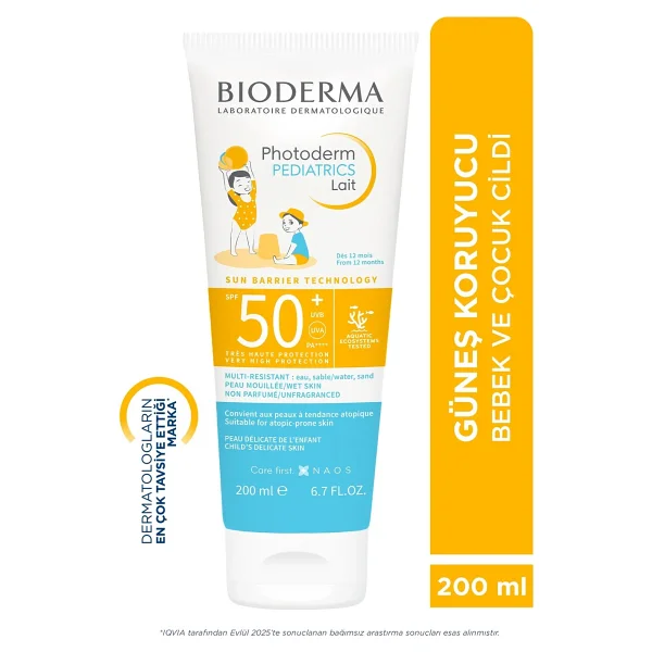 Bioderma Photoderm Pediatrics Lait 200 Ml 50 Faktör Bebek Ve Çocuk Güneş Kremi - Görsel 3