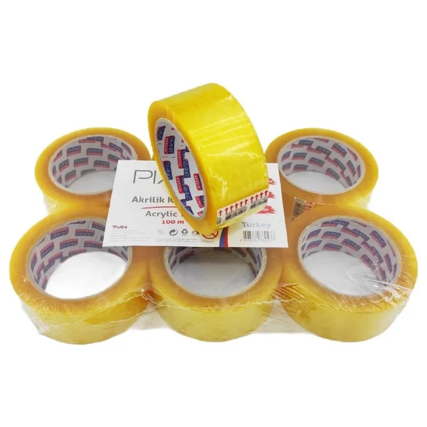 Piano Akrilik Şeffaf Koli Bandı 100 Metre 6 Lı Paket - Görsel 5