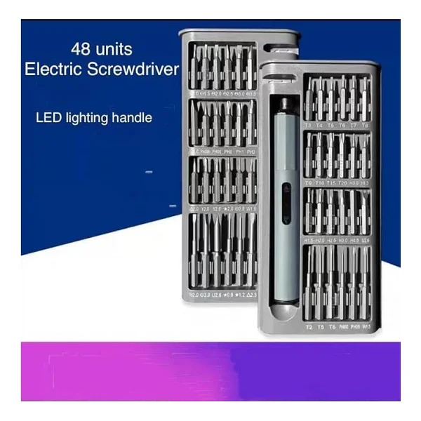 Coverzone 49in1 Hassas Elektrikli Vidalama Seti Profesyonel Mini Tornavida Seti Manyetik Uçlu Çok Fonksiyonlu Tamir Kiti Telefon Laptop Saat Elektronik Onarım İçin Şarjlı Vidalama Seti 6133 - Görsel 4