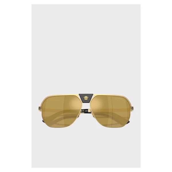 Versace Ve2294 10025a Gold-Brown Aynalı Erkek Güneş Gözlüğü - Görsel 5