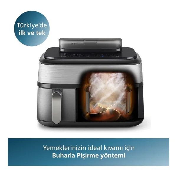 Philips Airfryer 5000 Serisi Na555/00 Çift Hazneli 9 Lt Yağsız Fritöz - Görsel 2