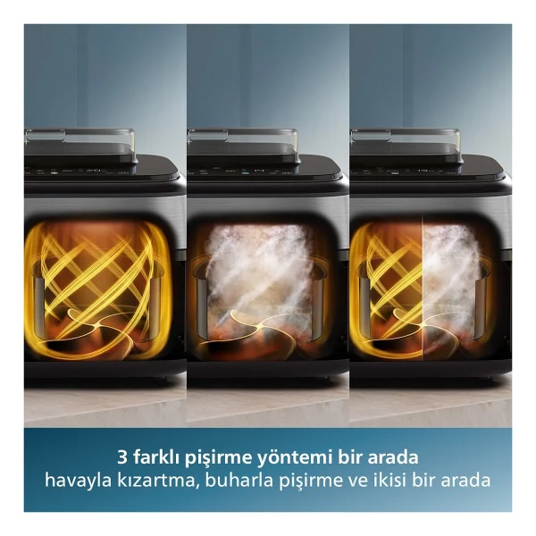 Philips Airfryer 5000 Serisi Na555/00 Çift Hazneli 9 Lt Yağsız Fritöz - Görsel 3