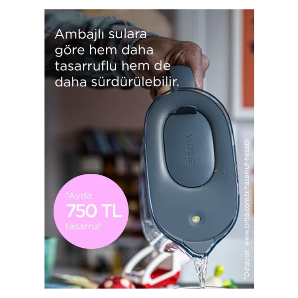 Brita Style Essential XL Taş Mavisi 3.6 Lt Pure Performance Filtreli Su Arıtma Sürahisi - Görsel 5