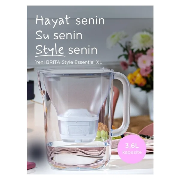 Brita Style Essential XL Beyaz 3.6 Lt Pure Performance Filtreli Su Arıtma Sürahisi - Görsel 2