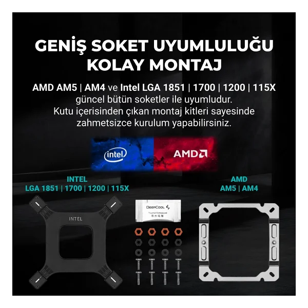 Deep Cool Deepcool AG400 V5 Arbg Işlemci Soğutucu White, Amd ve Intel Uyumlu, 120MM Kule Tipi Hava Soğutma, 12 cm Hava Soğutucu, Tdp 220W, Beyaz - Görsel 5