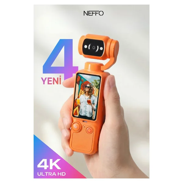 Neffo 4K Hd Taşınabilir Vlog Spor ve Aksiyon Kamerası 2.0" Döndürülebilir IPS Ekran Gimbal Kamera - Görsel 5