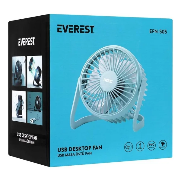 Everest Efn-505 Masaüstü USB Fan Turkuaz - Görsel 9