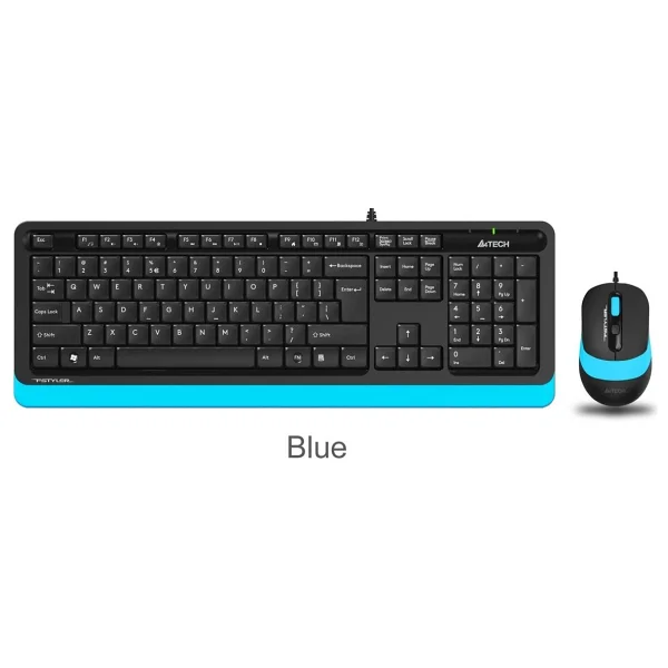 A4 Tech F1010 Siyah-Mavi Kablolu Klavye Mouse Seti - Görsel 4