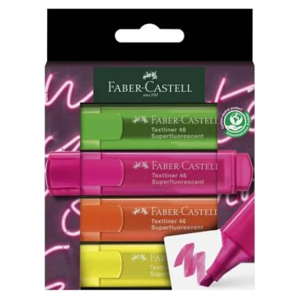 Faber-Castell Genz 1546 Textliner Şeffaf Gövde 4'lü Fosforlu Kalem - Görsel 4
