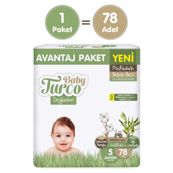 Baby Turco Doğadan Pofuduk 5 Numara Junior 78'li Bebek Bezi - Görsel 2