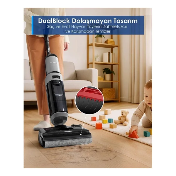 Tineco Floor One I5 Stretch Plus Islak Kuru Şarjlı Dikey Süpürge - Görsel 4