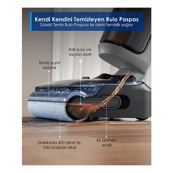 Tineco Floor One I5 Stretch Plus Islak Kuru Şarjlı Dikey Süpürge - Görsel 5