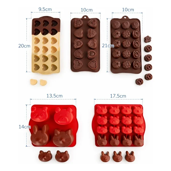 Evolis Kitchen 5adet Isıya Dayanıklı Silikon Yanmaz Yapışmaz Çok Amaçlı Çikolata Kalıbı Ve Buz Kalıbı - Görsel 2