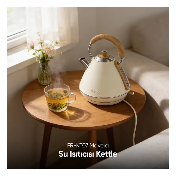 Fressi Retro Mavera Fr-Kt07 Krem 2200 W 1.7 Lt Kettle - Görsel 8