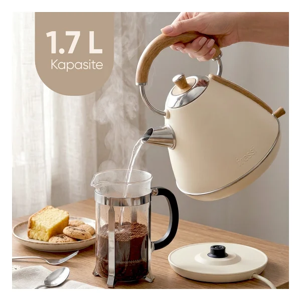 Fressi Retro Mavera Fr-Kt07 Krem 2200 W 1.7 Lt Kettle - Görsel 2