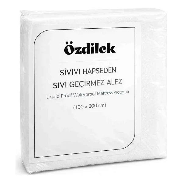 Özdilek Sıvı Geçirmez Alez %100 Pamuk Üst Yüzey Fitted Lastikli Yatak Koruyucu Nefes Alabilir Terletmez Anti Alerjik - 100 X 200 Cm - Beyaz - Görsel 6
