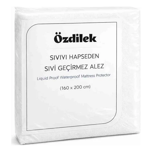 Özdilek Sıvı Geçirmez Alez %100 Pamuk Üst Yüzey Fitted Lastikli Yatak Koruyucu Nefes Alabilir Terletmez Anti Alerjik - 100 X 200 Cm - Beyaz - Görsel 7