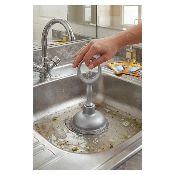 Main Shop 1 Adet Çok Amaçlı Mutfak Banyo Balerin Saplı Vantuz Pompa Tıkanık Lavabo Açıcı Manuel El Vantuzu Gri Renk M-126 - Görsel 6
