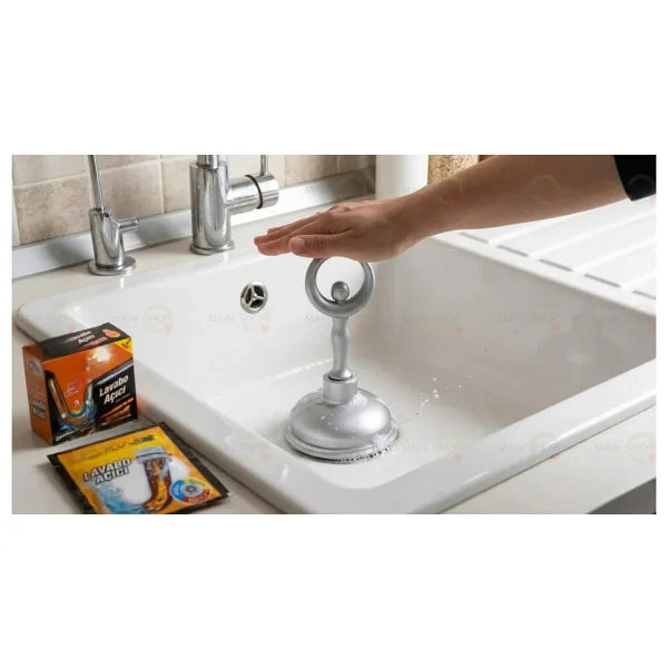 Main Shop 1 Adet Çok Amaçlı Mutfak Banyo Balerin Saplı Vantuz Pompa Tıkanık Lavabo Açıcı Manuel El Vantuzu Gri Renk M-126 - Görsel 2