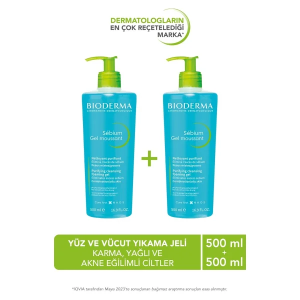 Bioderma Sebium Foaming Gel 500 Ml 2 Adet Yüz Temizleme Jeli - Görsel 2