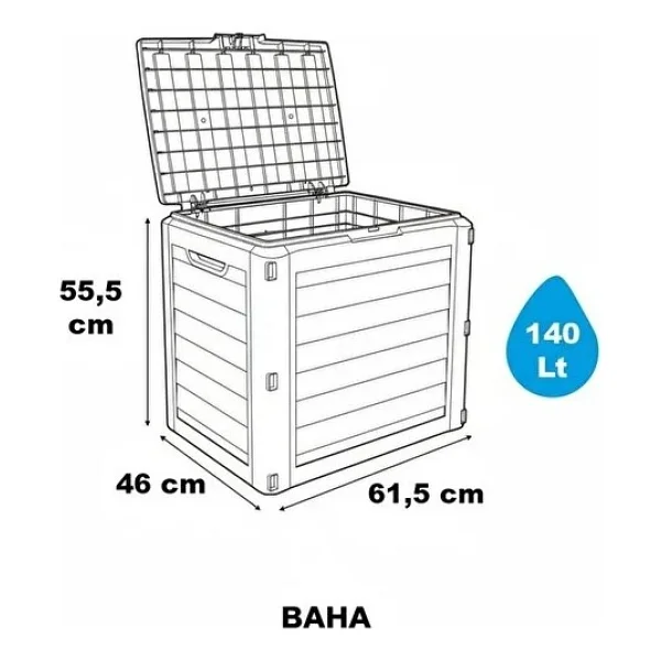140 Lt Sandık Bahçe Balkon Kiler Depolama Kiler Su Geçirmez, Dayanıklı Plastik Organizer Antrasit - Görsel 5