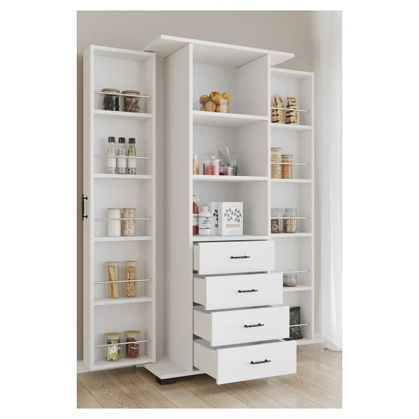 Aeka Ae-2204 Avrasya Çok Amaçlı 2 Kapaklı Raflı Çekmeceli Kiler Mutfak Dolabı Modern Tasarım 170x138x77,5 Çam - Görsel 8