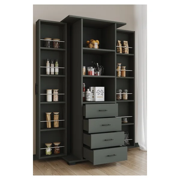 Aeka Ae-2204 Avrasya Çok Amaçlı 2 Kapaklı Raflı Çekmeceli Kiler Mutfak Dolabı Modern Tasarım 170x138x77,5 Çam - Görsel 10