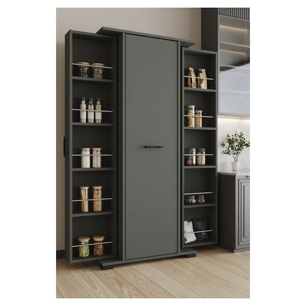 Ae-3083 Hazal Çok Amaçlı Mutfak Dolabı 3 Kapaklı 15 Raflı Kiler Dolabı Modern Tasarım 170x138x77,5 - Görsel 3