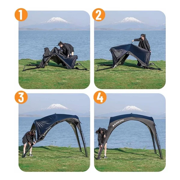 Instant Pavilion Gazebo 300x300x215cm Siyah Plaj Bahçe Tentesi Açık Tente - Görsel 2