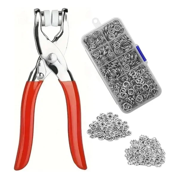 100 Adet Paslanmaz Çelik Çıtçıt Ve Pense Seti Metal Çıt Çıt Makinesi - Görsel 2