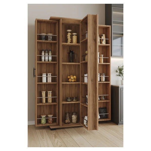 Ae-3083 Hazal Çok Amaçlı Mutfak Dolabı 3 Kapaklı 15 Raflı Kiler Dolabı Modern Tasarım 170x138x77,5 - Görsel 9