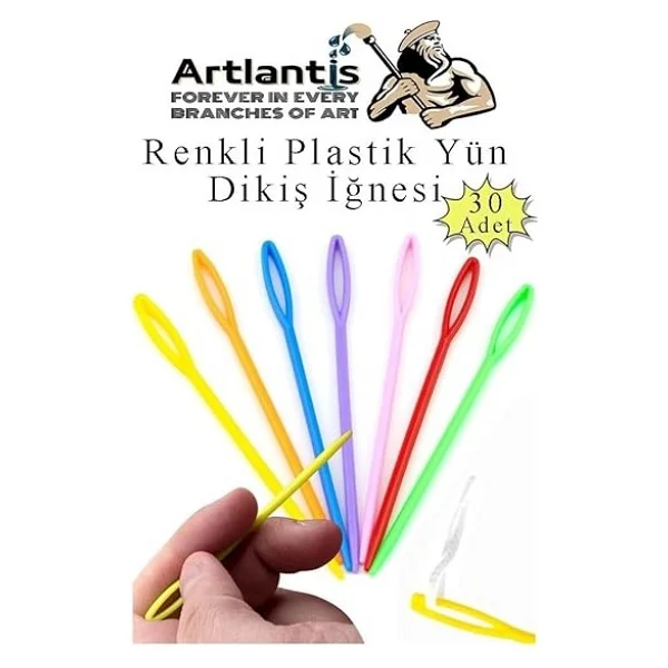 Plastik Yün Iğnesi 9 Cm 30 Adet Plastik Dikiş Iğnesi Plastik Örgü Dikme Iplik Iğne Dokuma Iğnesi - Görsel 2