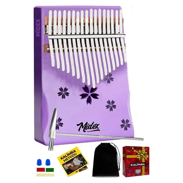 Midex Klx-870 Ahşap 17 Tuşlu Mor Kalimba Set - Görsel 3